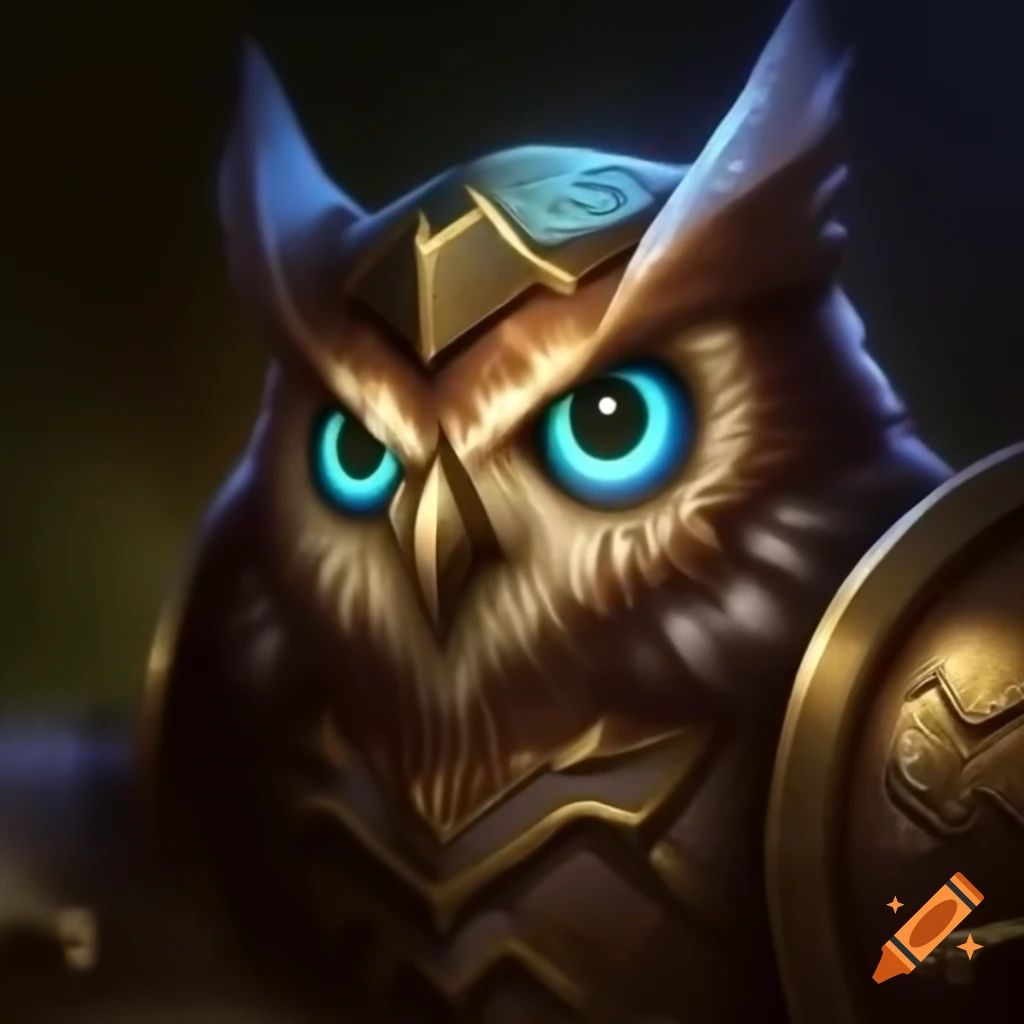 Magical shield with inner light and engraving of horned owl
