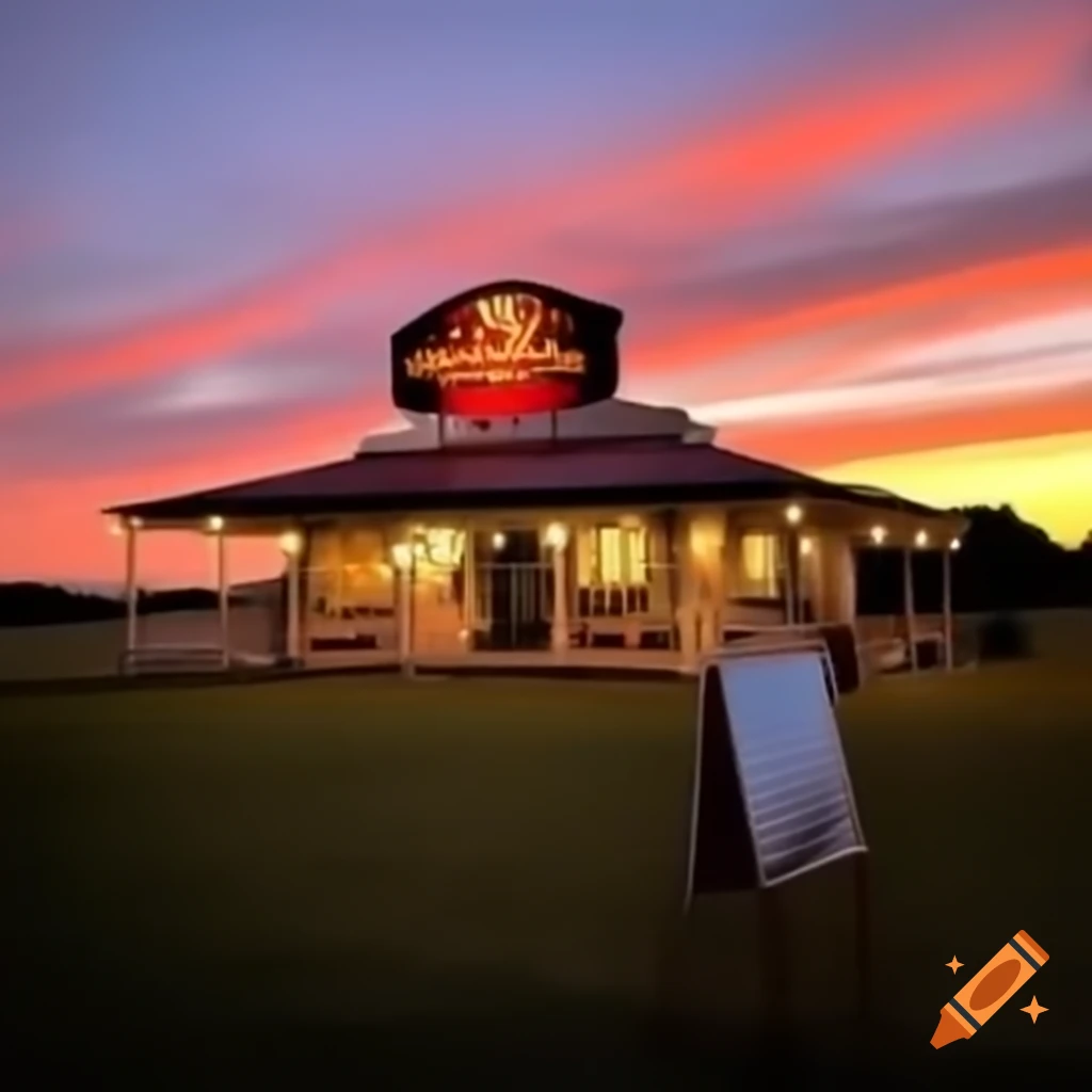 Country restaurant The Crowsfoot at sunset with event details