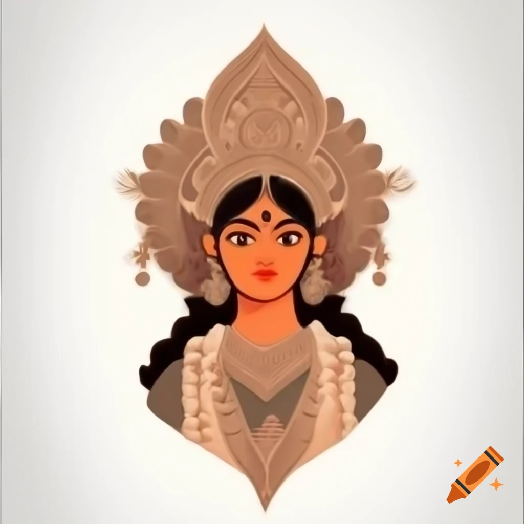 Highly detailed digital art of Goddess Lakshmi in round comic style on white background
