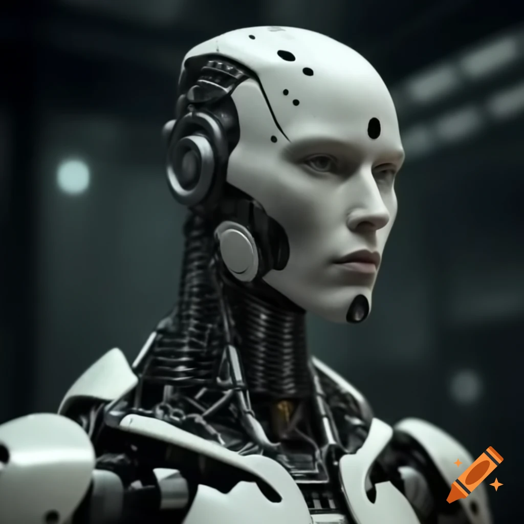 Futuristic white robot design