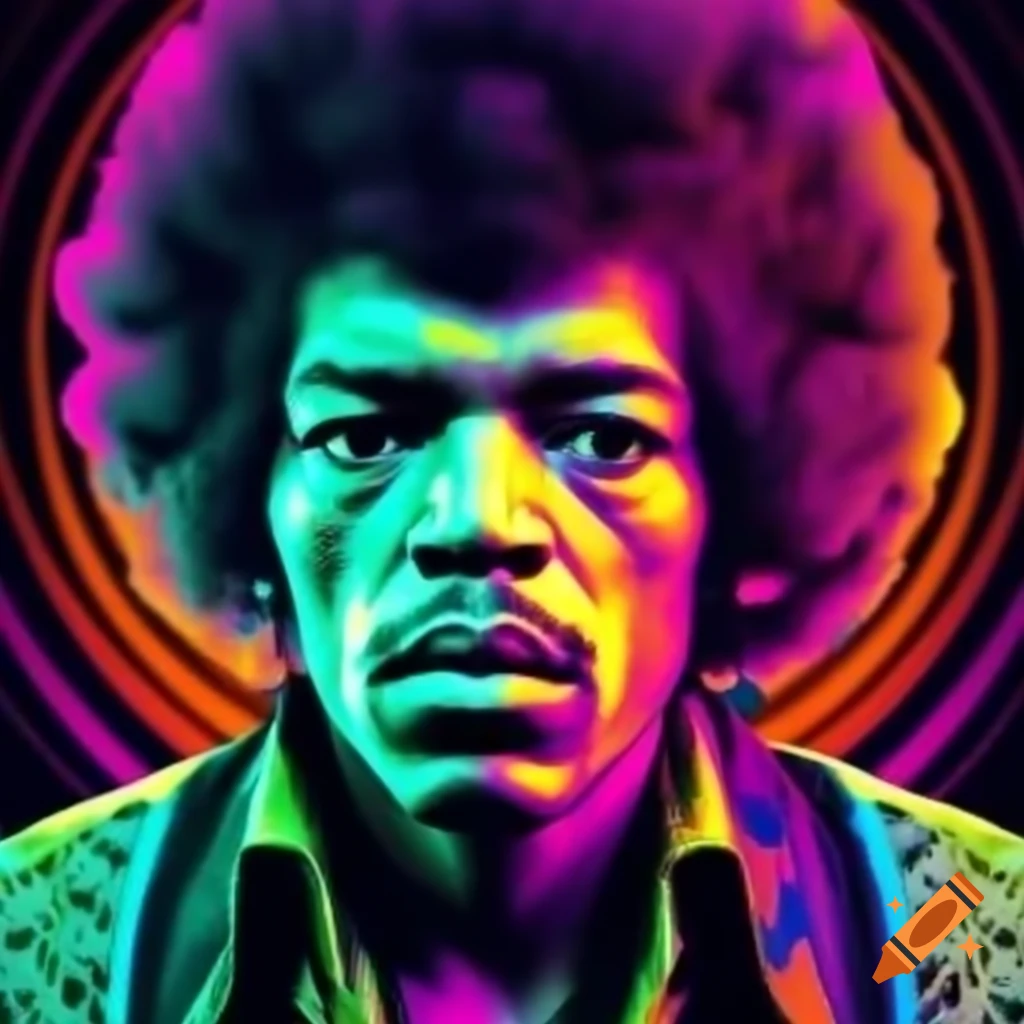 Optical illusion artwork featuring Jimi Hendrix