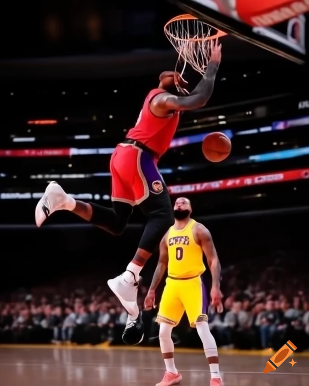 LeBron executing an impressive backflip