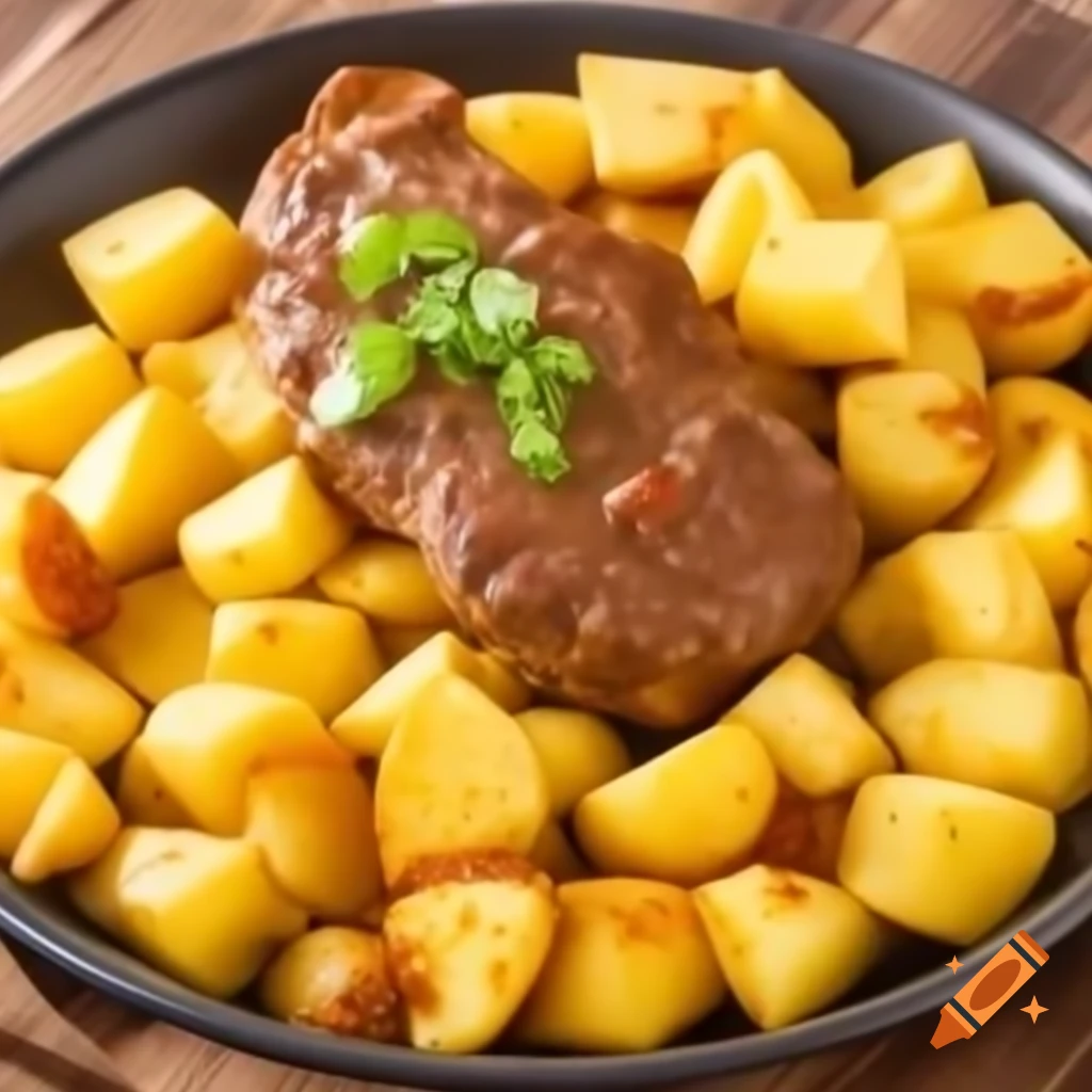 Delicious dish of meat with potatoes