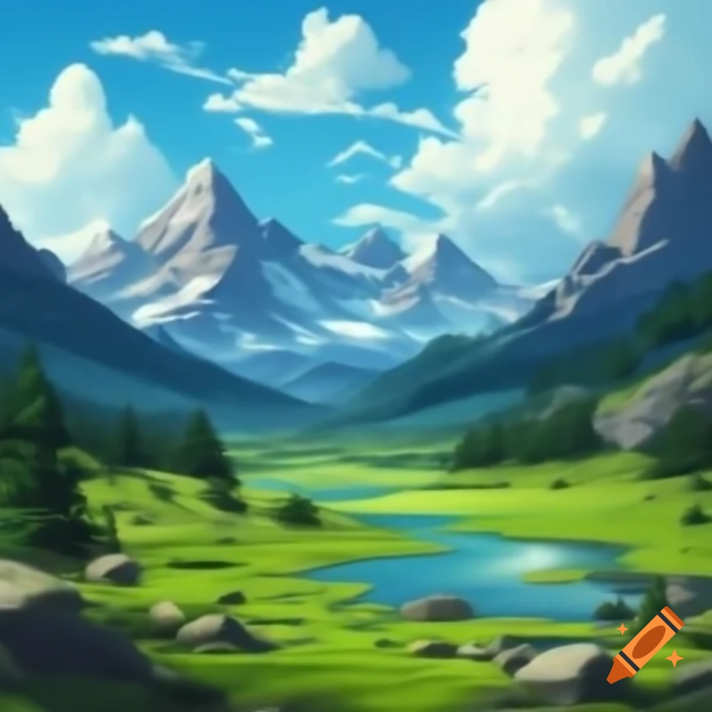 Natural landscape featuring snow-capped mountains, greenery, and lakes