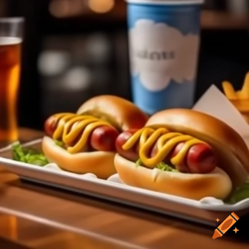 Realistic plate of hot dogs served in a restaurant