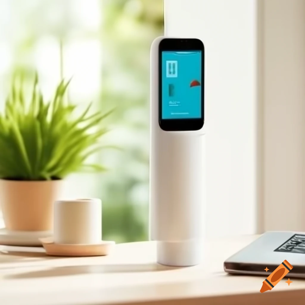 Modern plant sensor device in potted plant with smartphone showing Grow ...