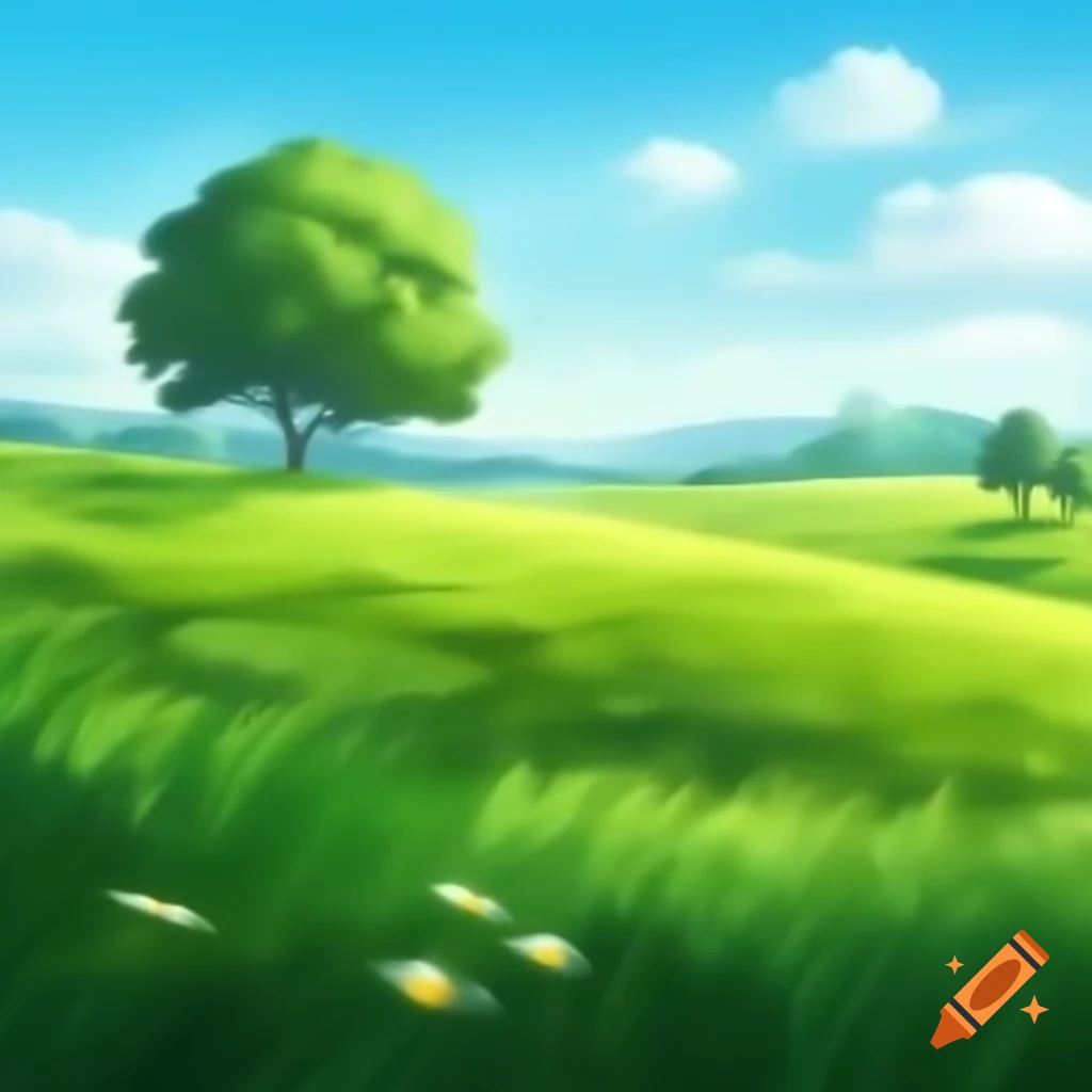 Green field under the sun