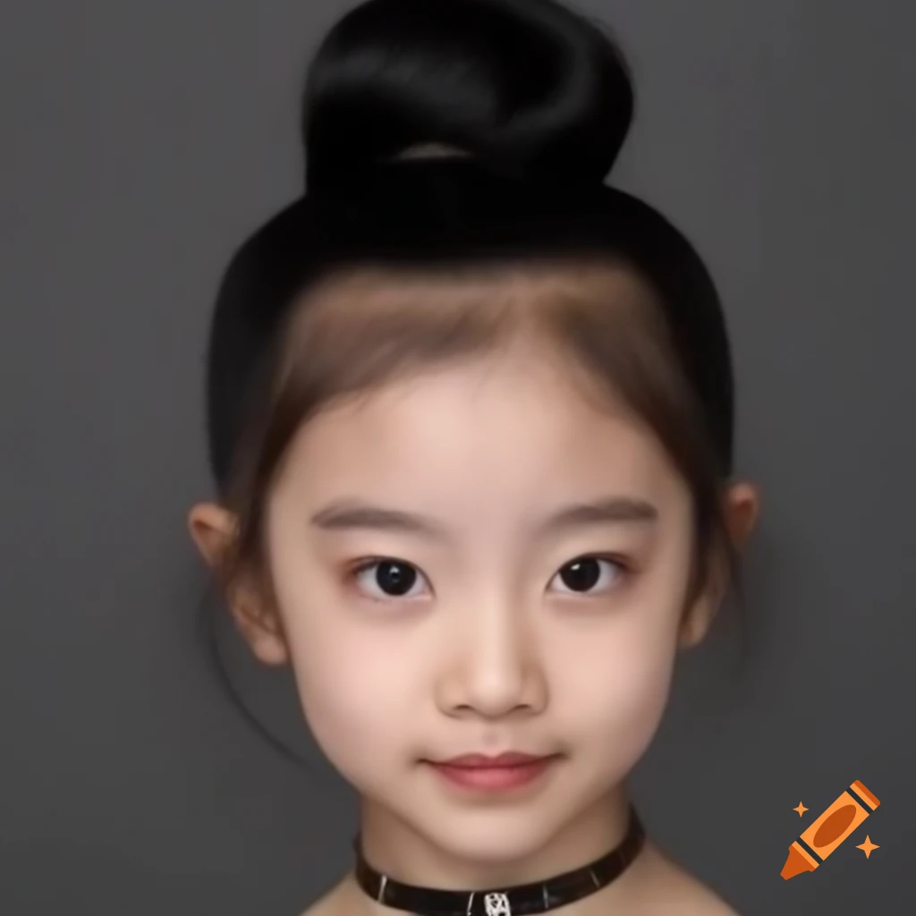 Bust of young Asian ballerina in ballet outfit and leather choker