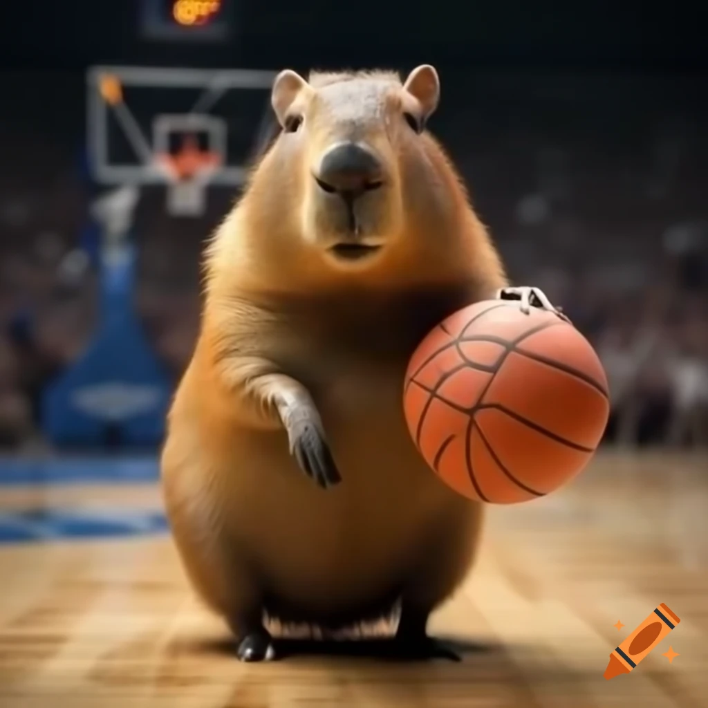 Capybara playing basketball