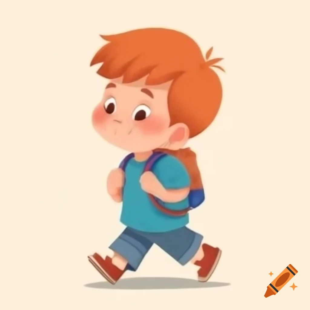 Boy smiling and walking happily with 'Kindness can change your life' text, cartoon illustration