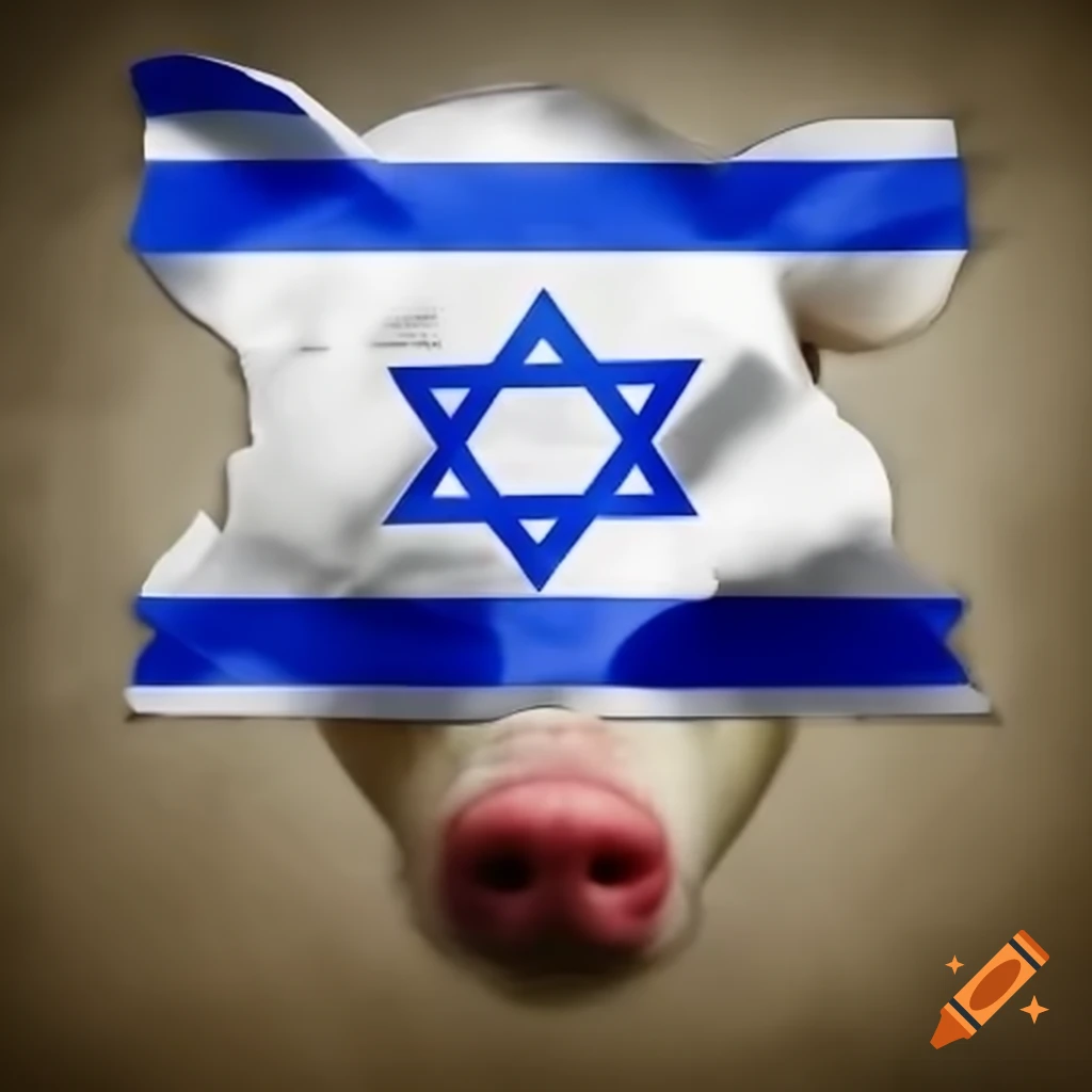 Modified Israel flag featuring a star instead of a hog head