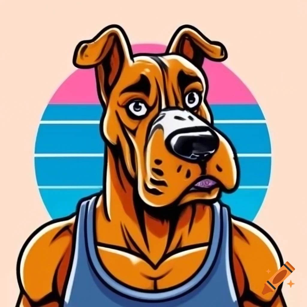 Anthropomorphic great dane serving as a gym mascot