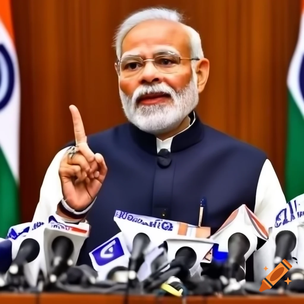 Indian government ministers discussing aviation report at press conference