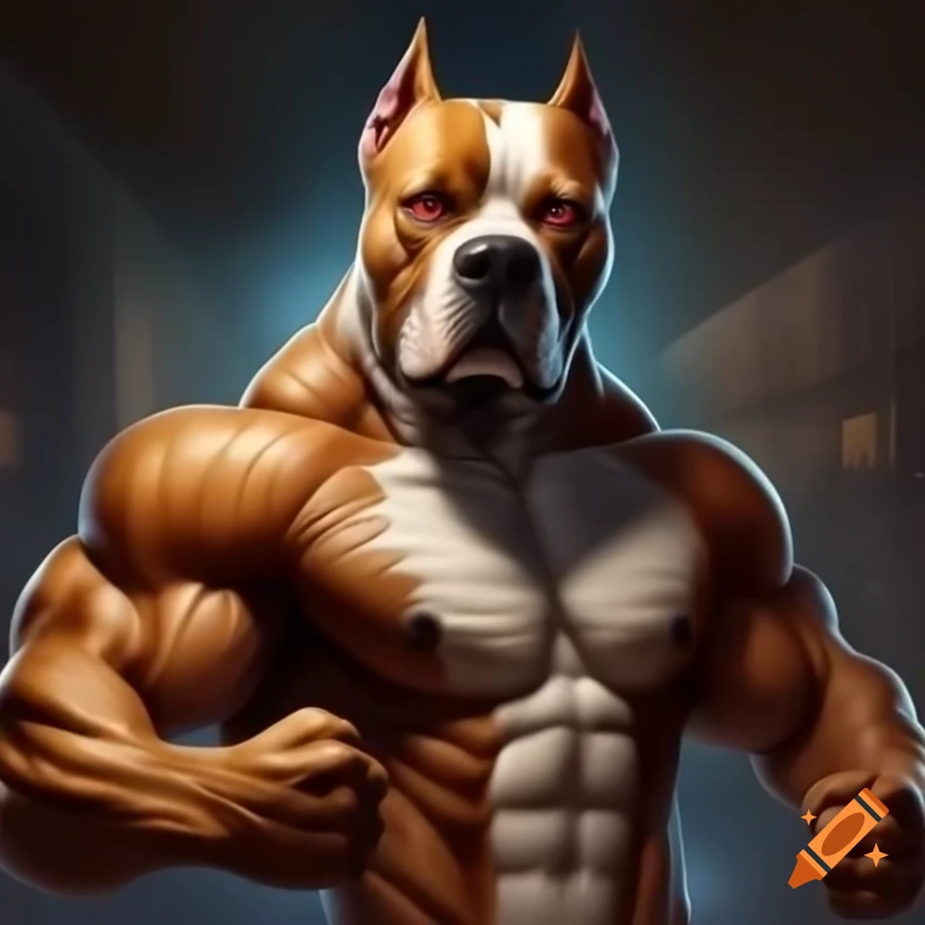 Strong anthropomorphic Great Dane mascot flexing muscles, symbolizing power