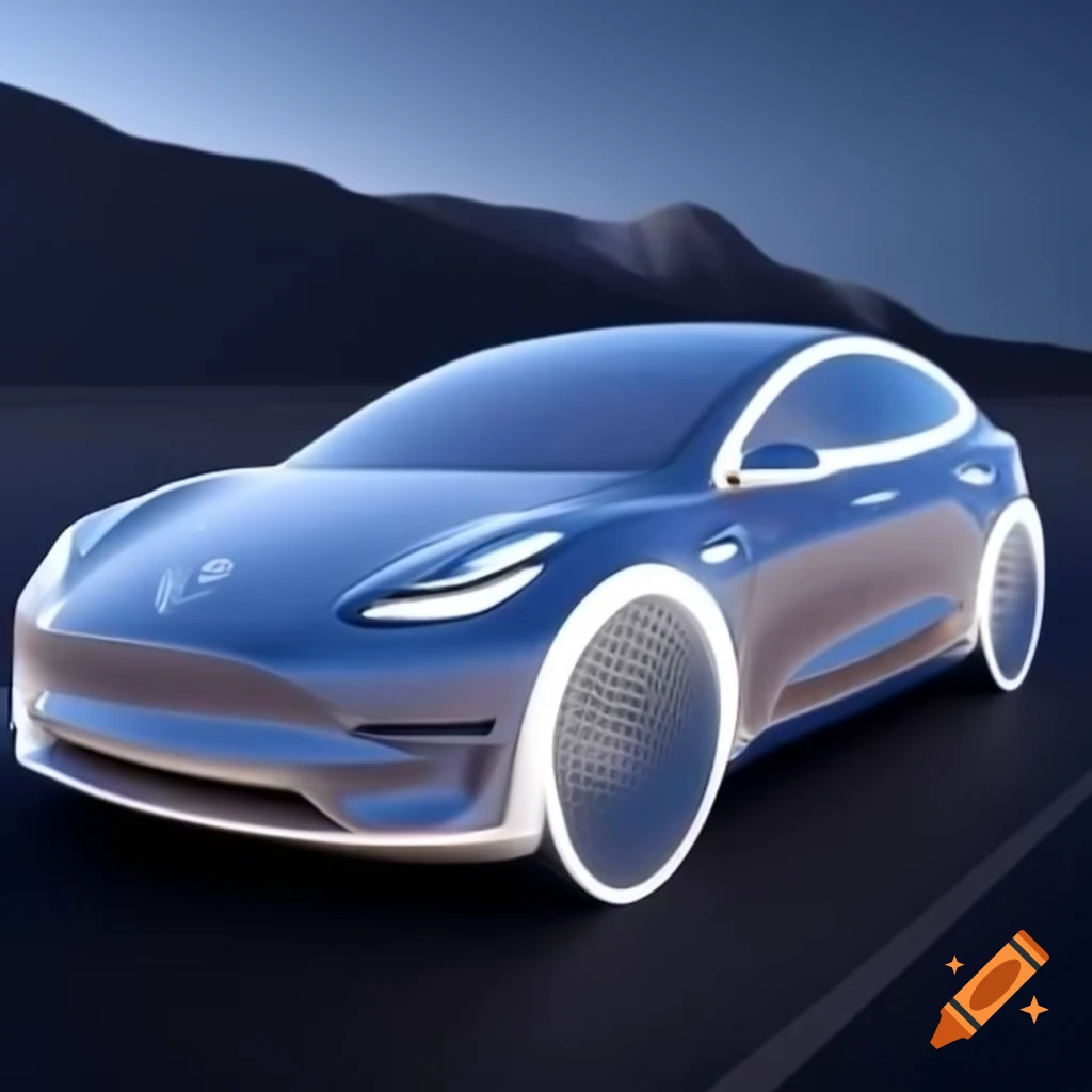 Futuristic transparent Tesla Solarcrown concept vehicle