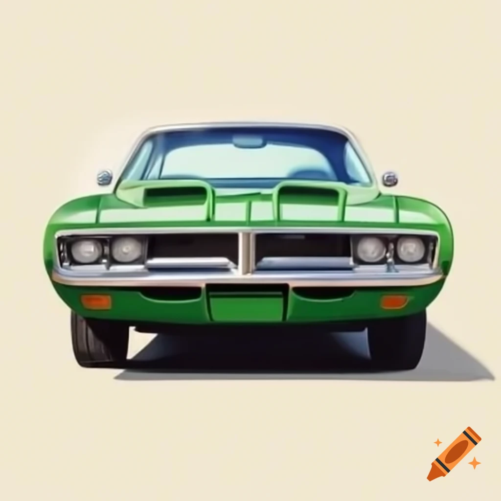 Realistic drawing of a 1969 green Dodge Charger