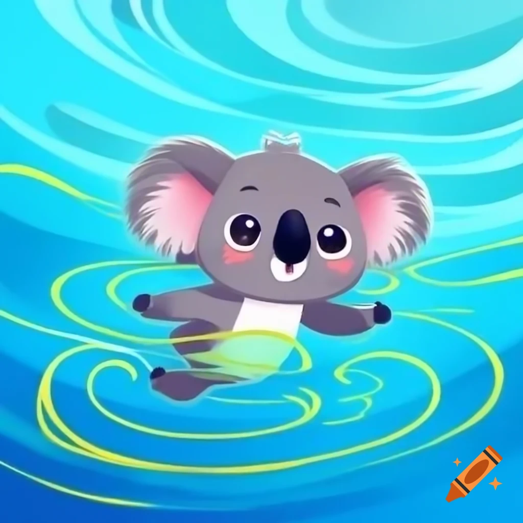 Cute koala swimming with swimming bands