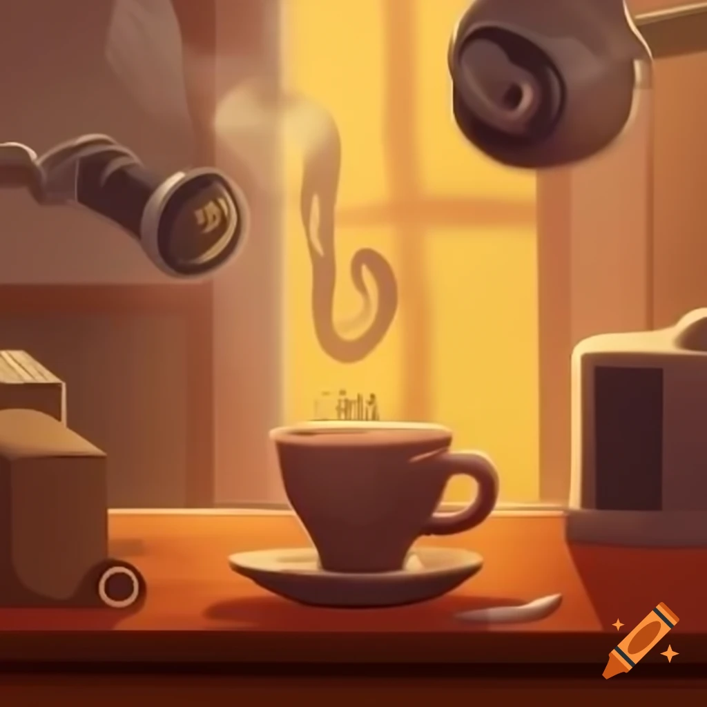 Illustration of cup of hot chai with steam shaped like a camera