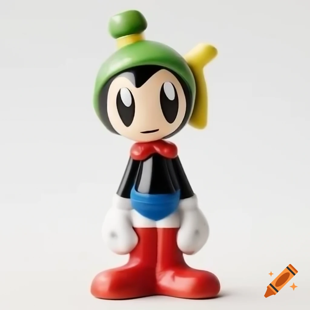 Whimsical ceramic figure combining Astro Boy and Marvin the Martian