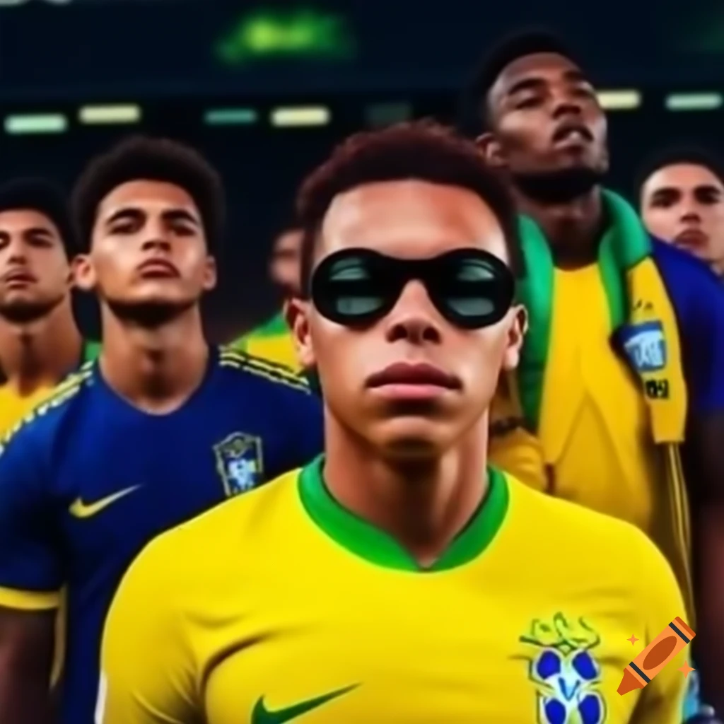 Young Brazilian man with tight goggles aspiring to be a football player