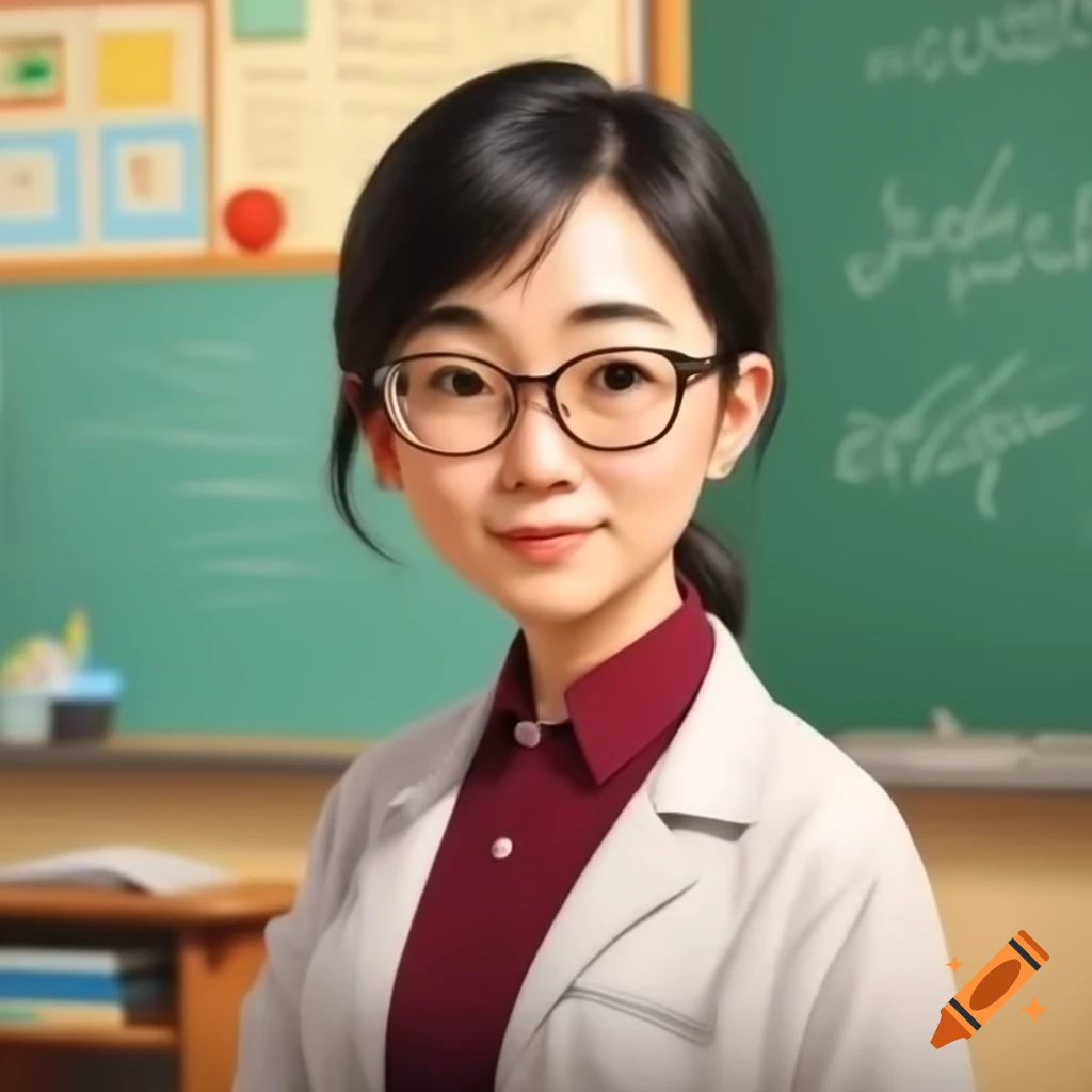 Asian teacher in classroom setting