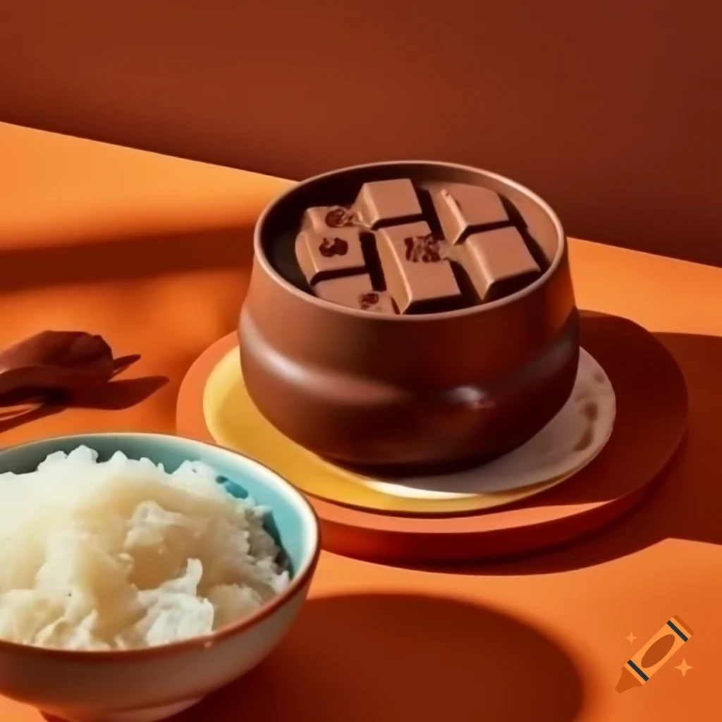 Tim Tam chocolate next to a bowl of rice