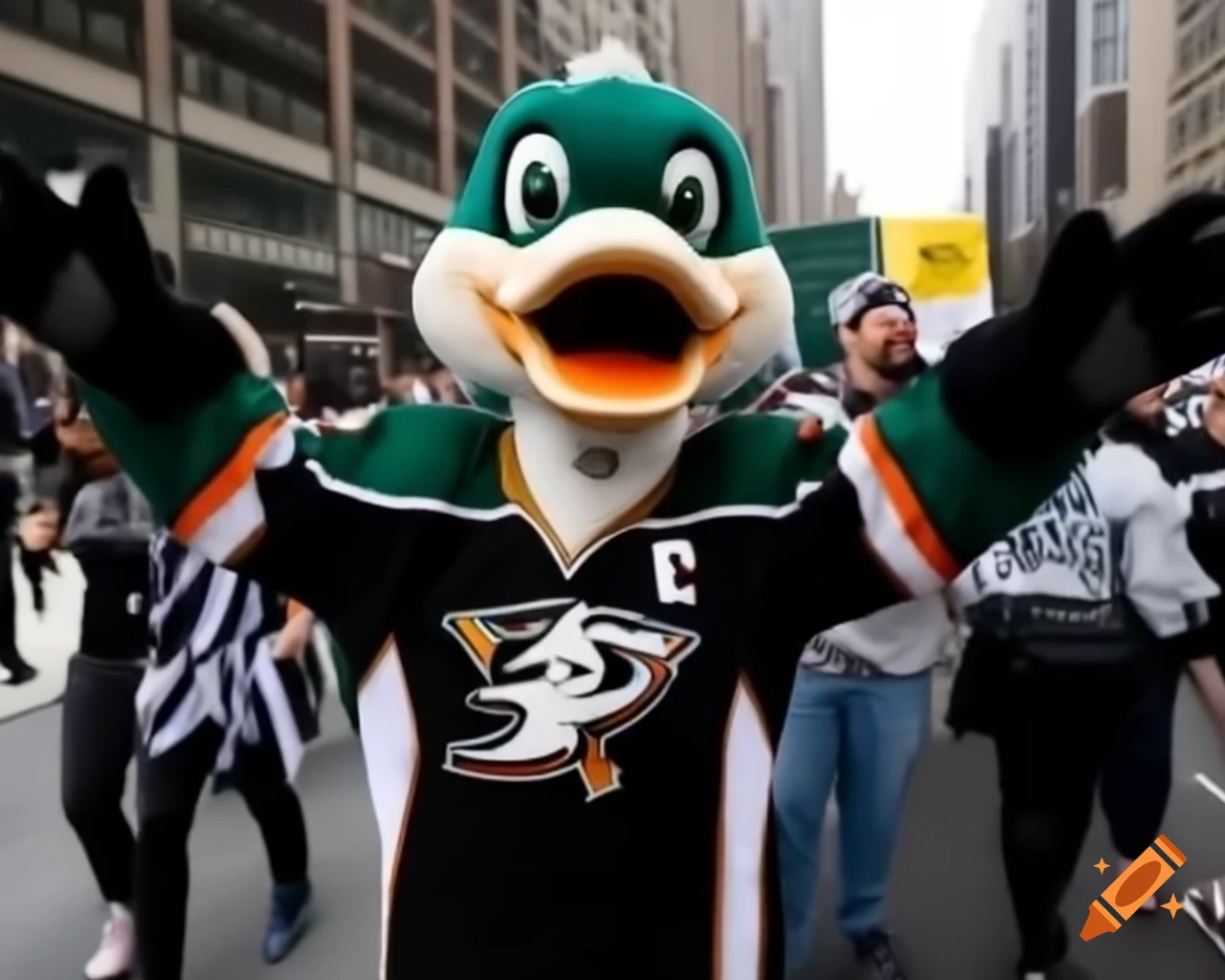 Anaheim Ducks hockey fan participating in a protest