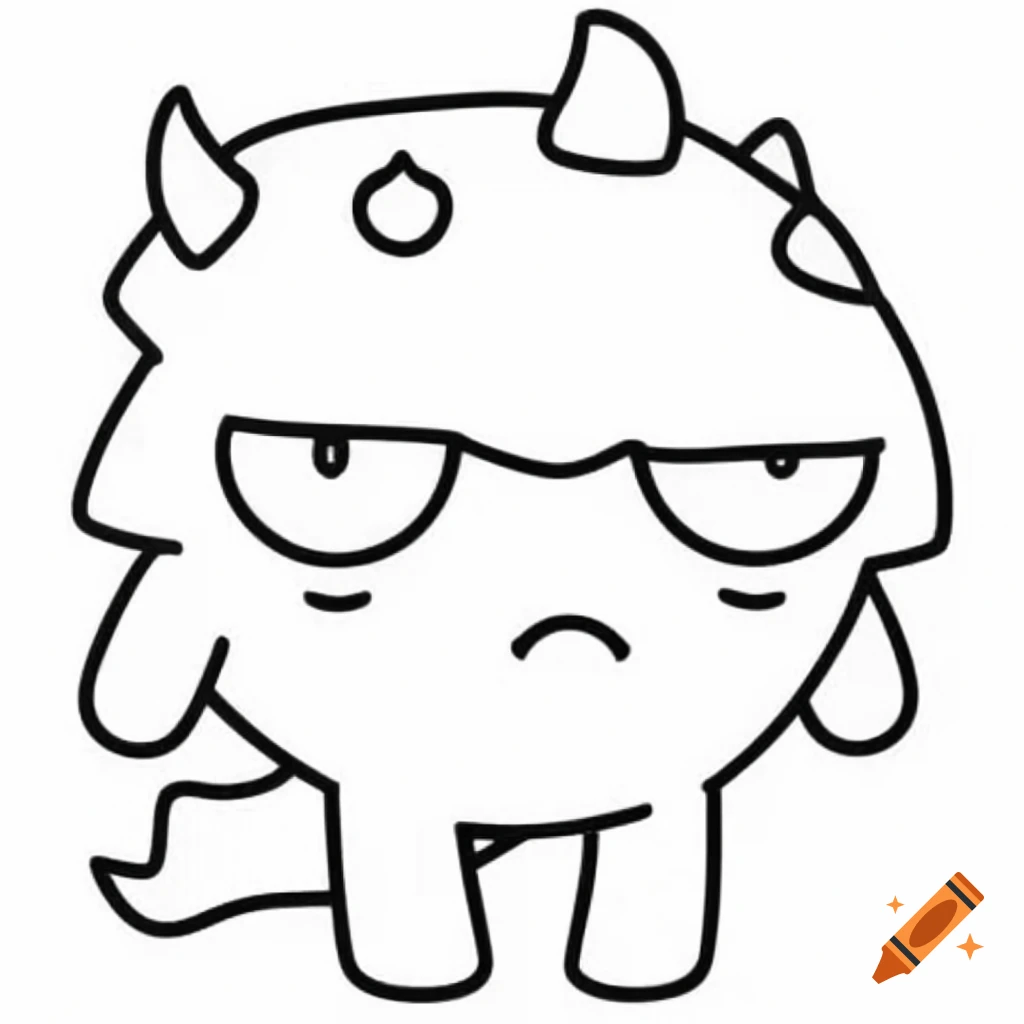 Cute monster outline for coloring book