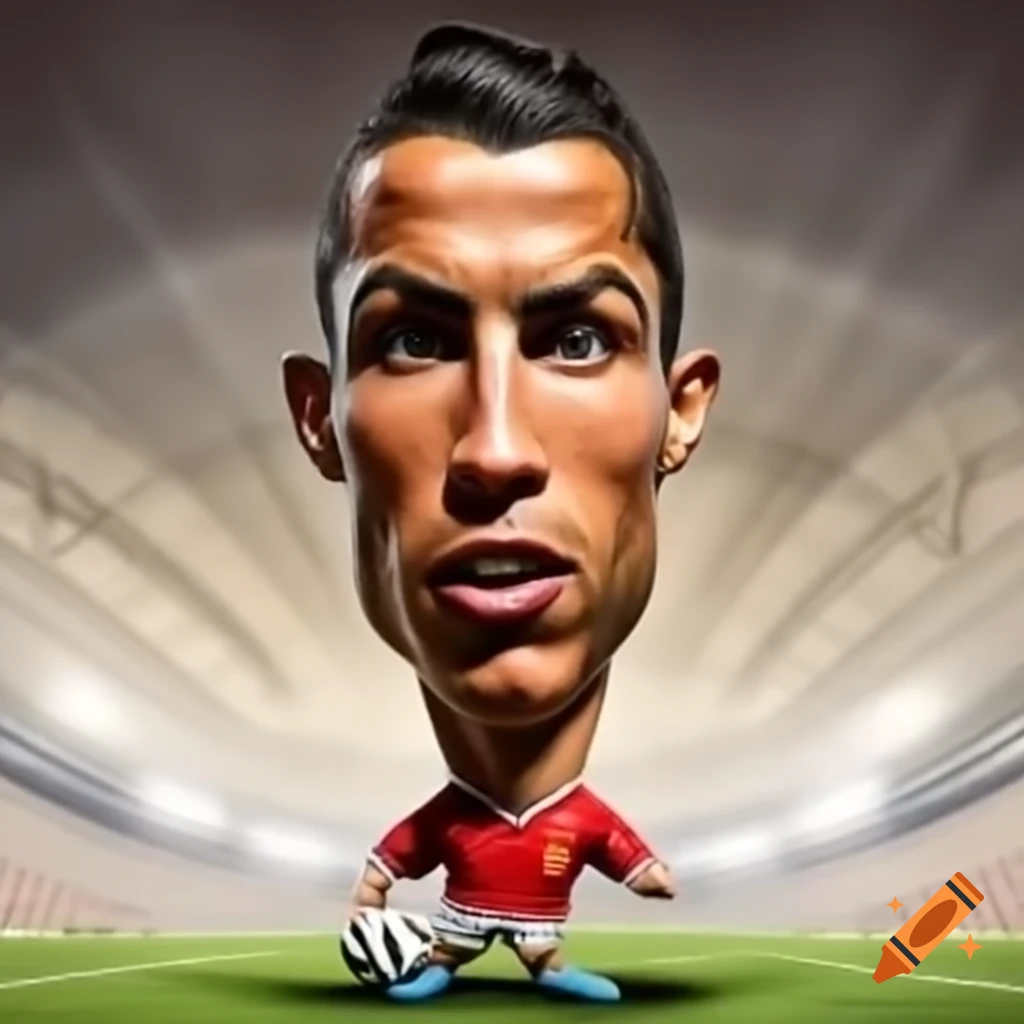 Caricature of footballer Cristiano Ronaldo with exaggerated features