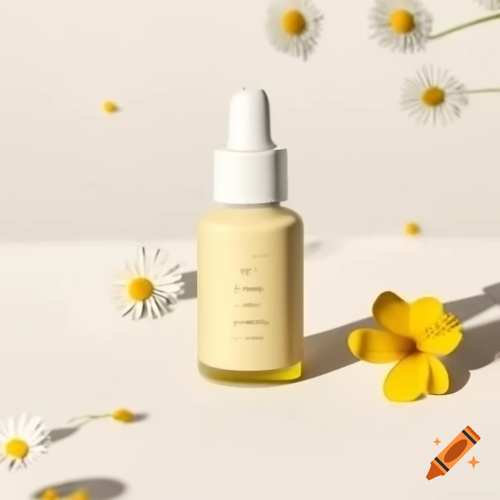 Naturessence cleansing oil bottle with calming cream and yellow packaging featuring coconut and chamomile motifs