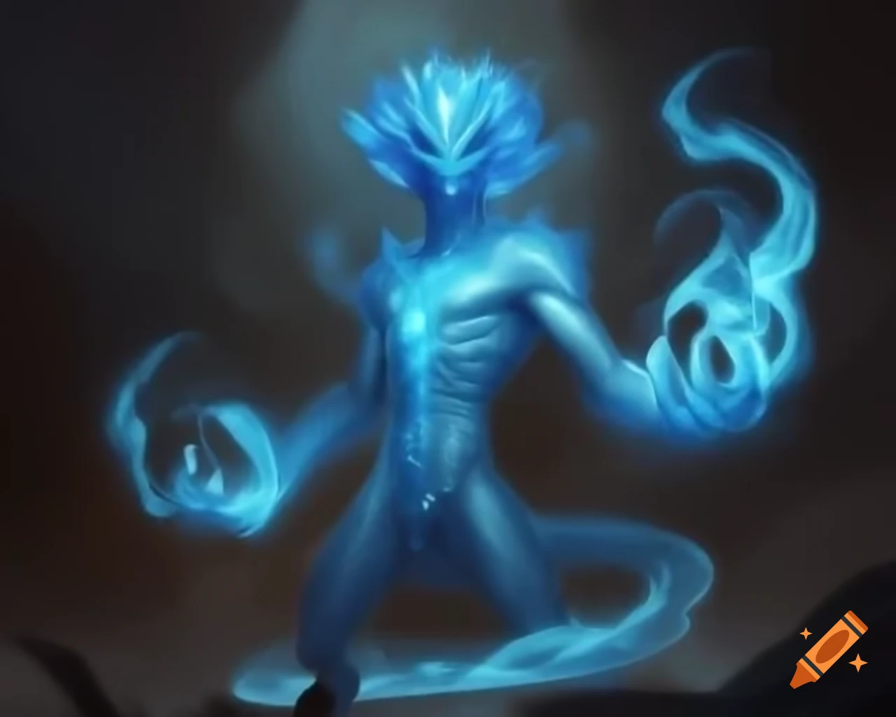 Blue gaseous elemental humanoid