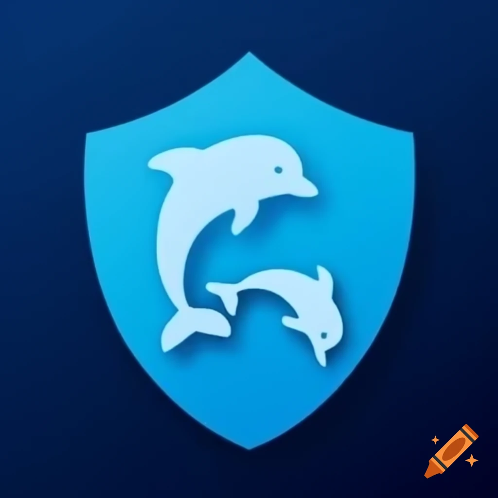 Dolphin VPN logo featuring shield and dolphin silhouette