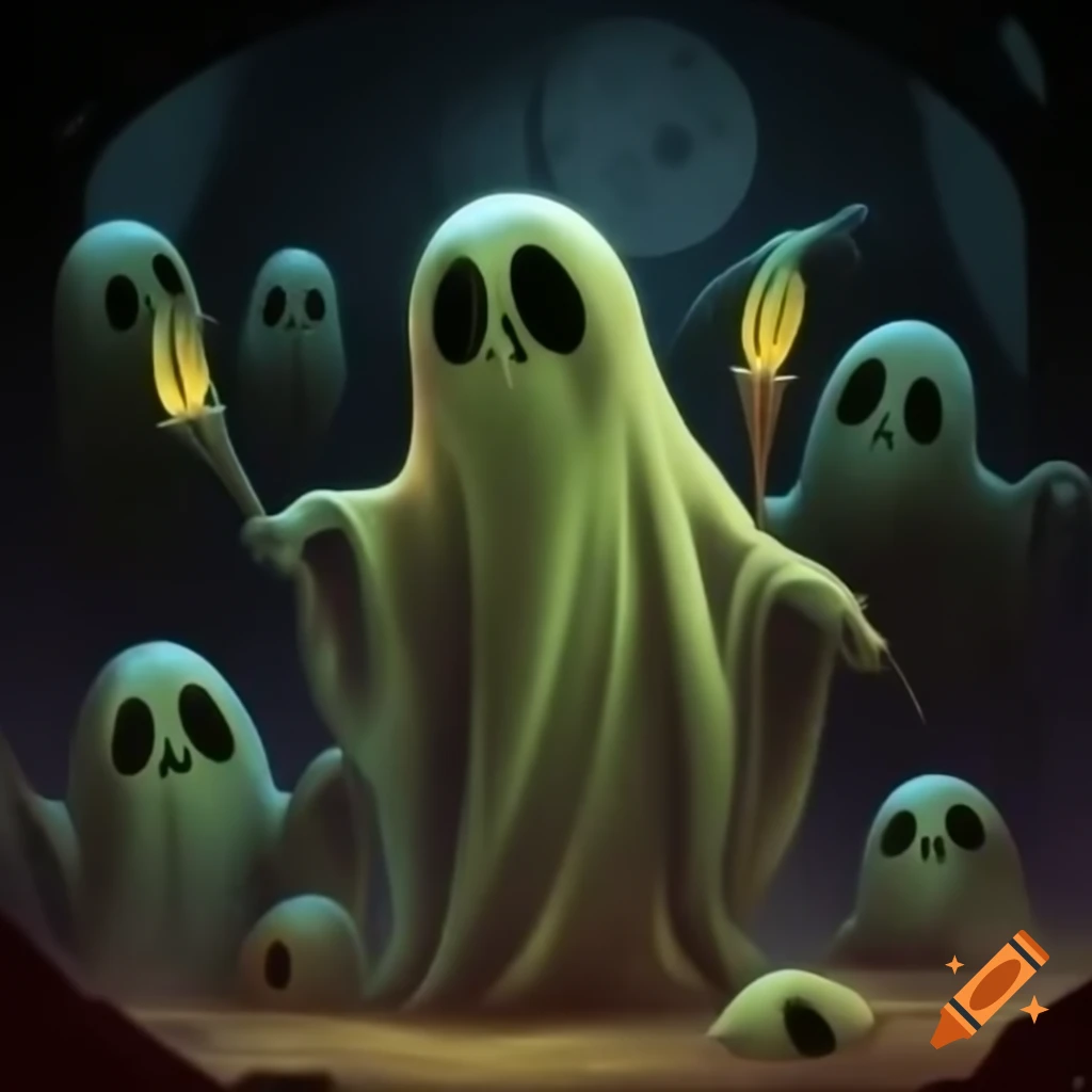 Characters guarding against spooky ghosts and goblins during trick-or-treating