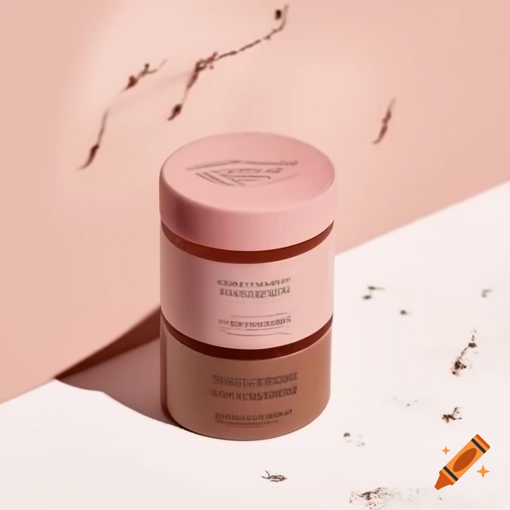 Pink clay face mask jar design featuring earthy natural packaging