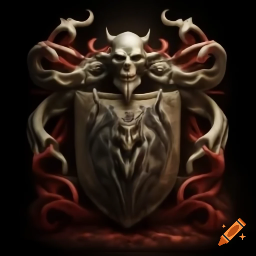 Family crest featuring a demon of death