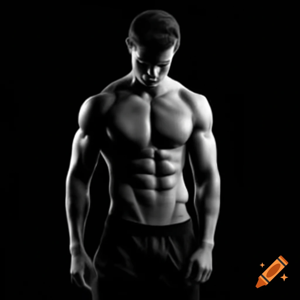 V-taper male body silhouette on black background, gym style
