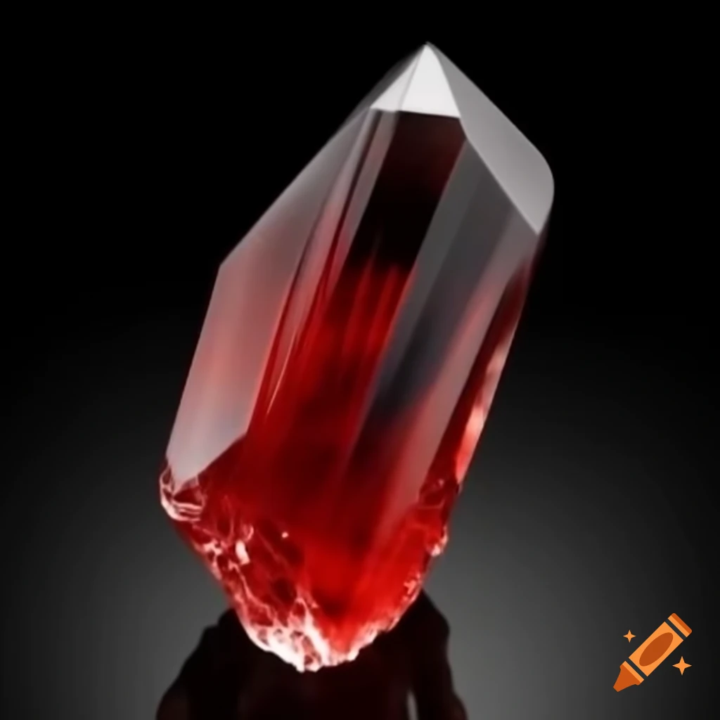 Red crystal against black background