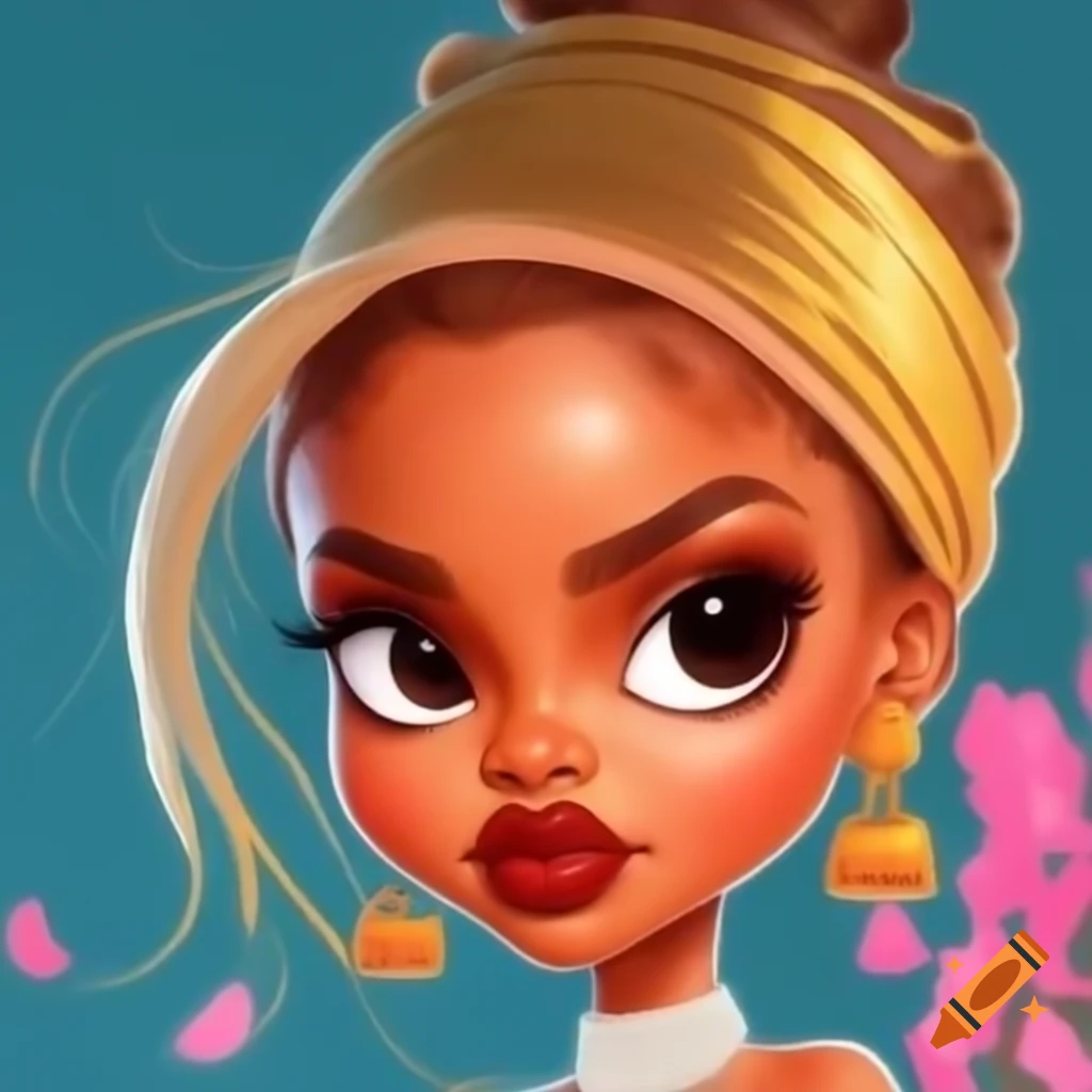 Cartoon girl inspired by celebrities like Rihanna and Beyoncé