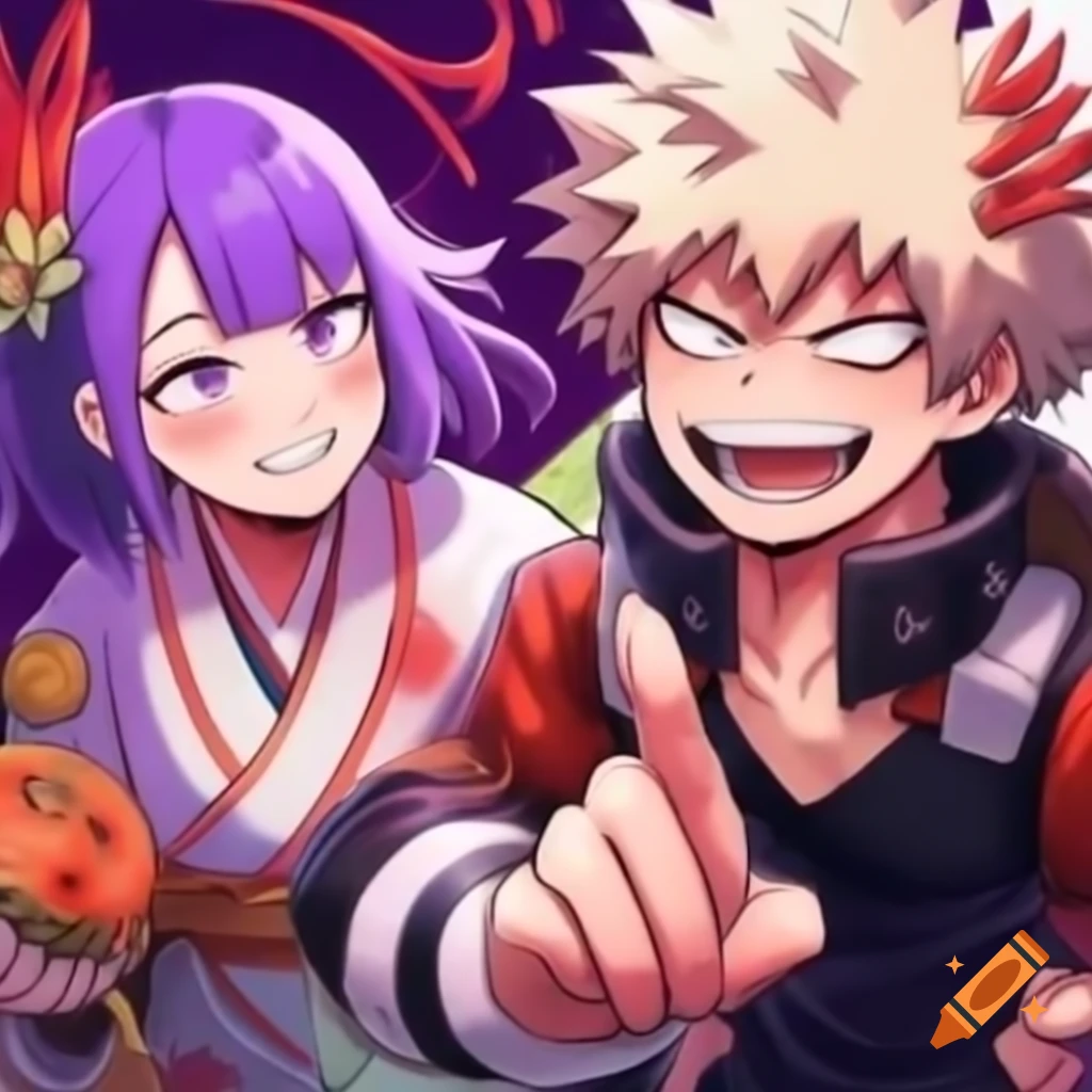 Katsuki Bakugo and his girlfriend at vibrant Japanese festival in ...