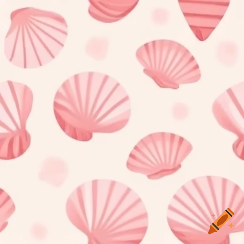 Cute pink seashell seamless pattern in soft style