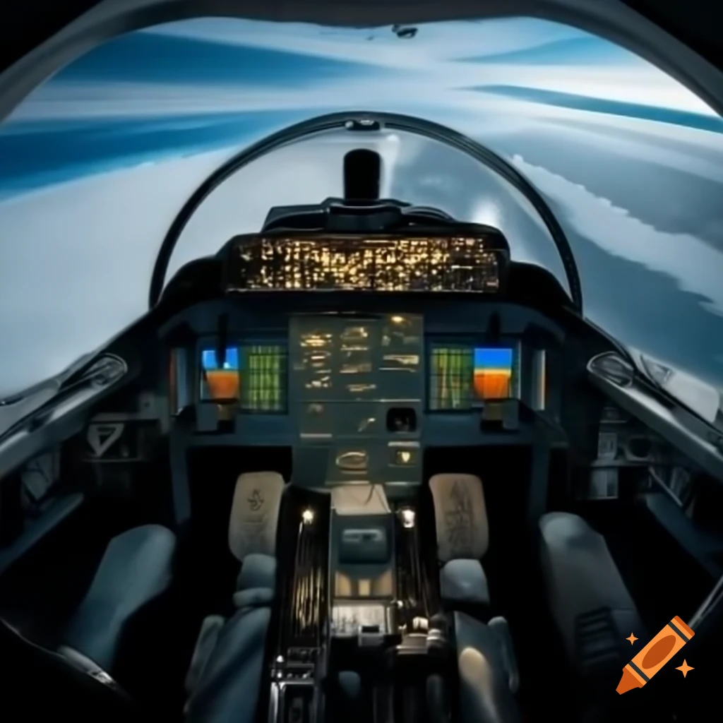 Fighter jet cockpit interior view on Craiyon
