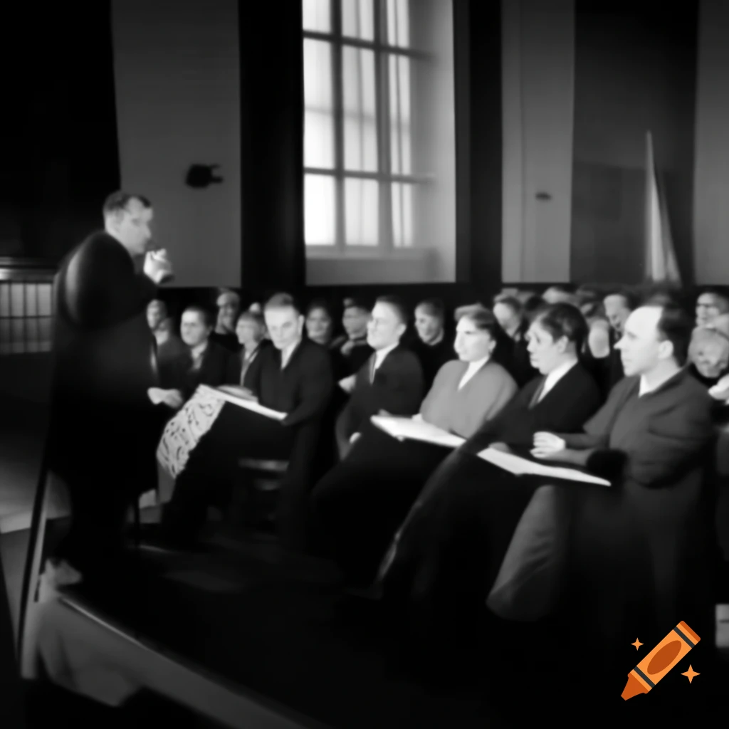 Igor Kurchatov lecturing at Harvard in 1956 with distinguished guests