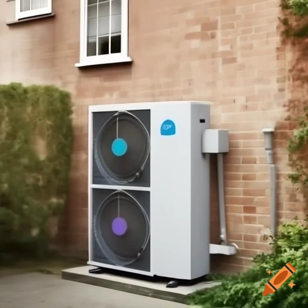 Heat pump captured in stop motion on English style home