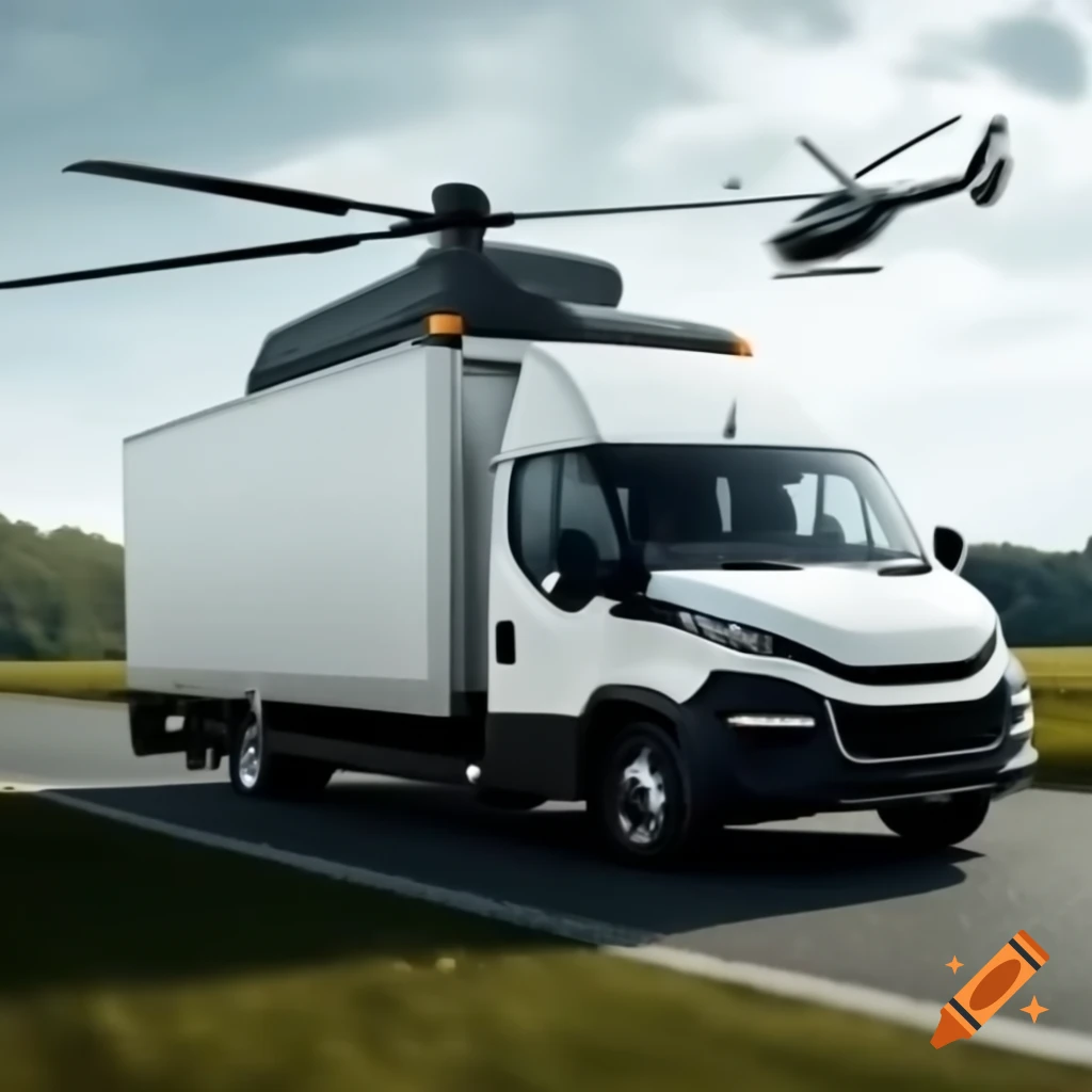 Iveco Daily 2021 box van combined with helicopter