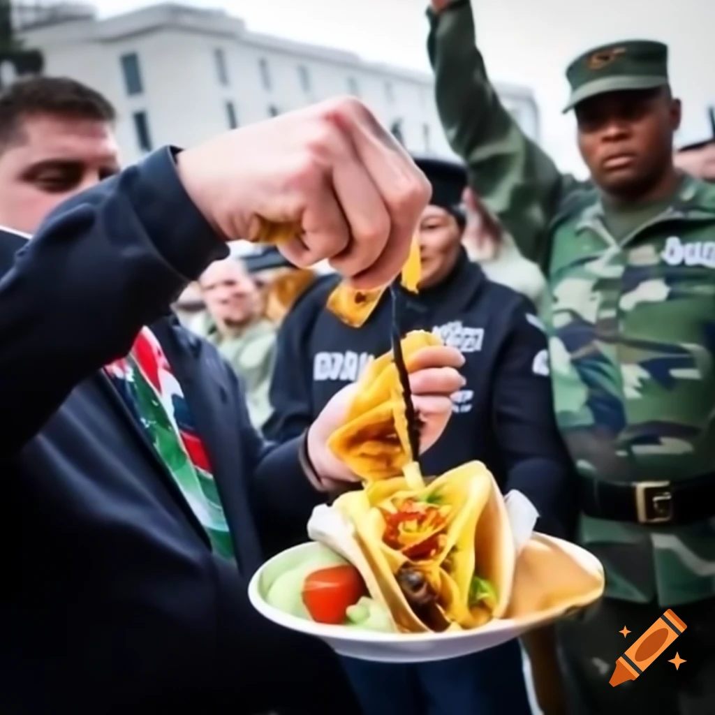 Taco Bell being served at a military parade