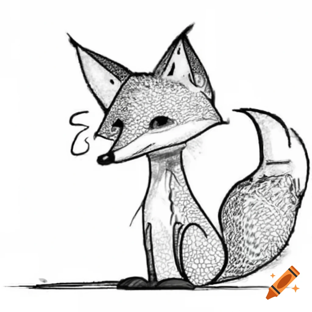Sketch of a fox wearing a hat