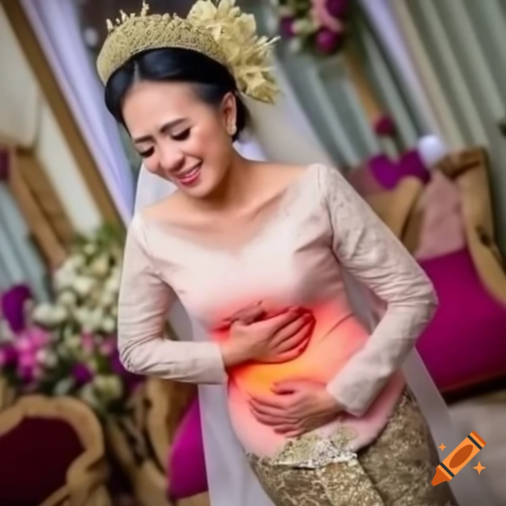 Malay wedding woman experiencing discomfort and crying