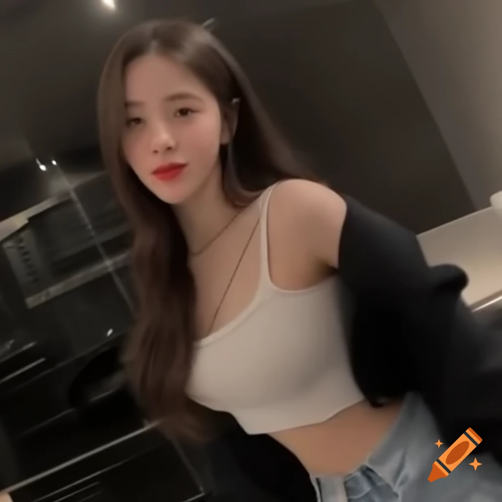 Chinese girl taking a selfie in casual outfit