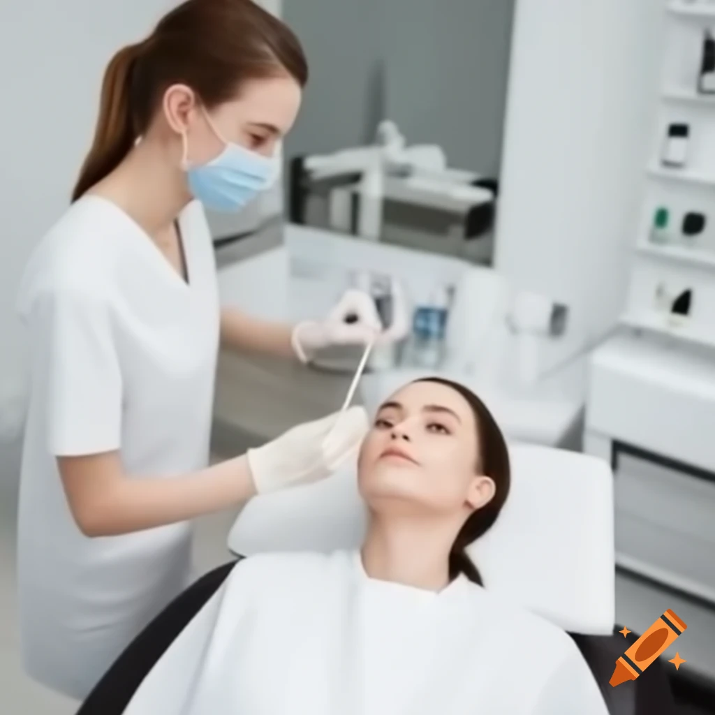 Young female nurse operating an aesthetics clinic