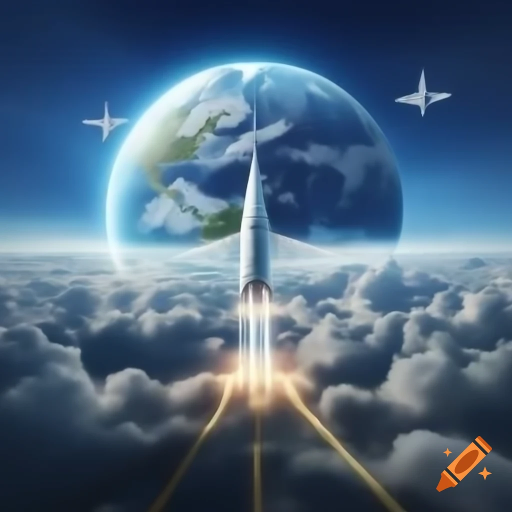 Futuristic world with flying cars, electric towers, and humanoid robot